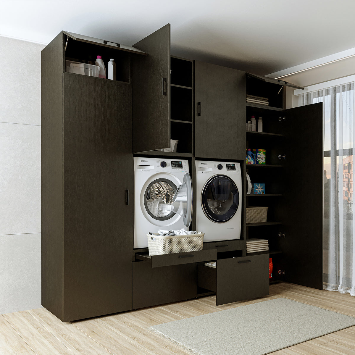 Roomart Waschmaschinenschrank SERIE 2 mit 2 Hochschränken, 254 cm, in 3 Farben