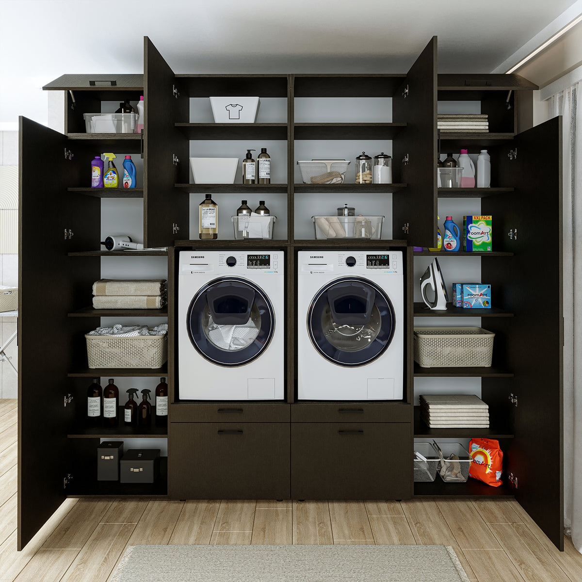 Roomart Waschmaschinenschrank SERIE 2 mit 2 Hochschränken, 254 cm, in 3 Farben