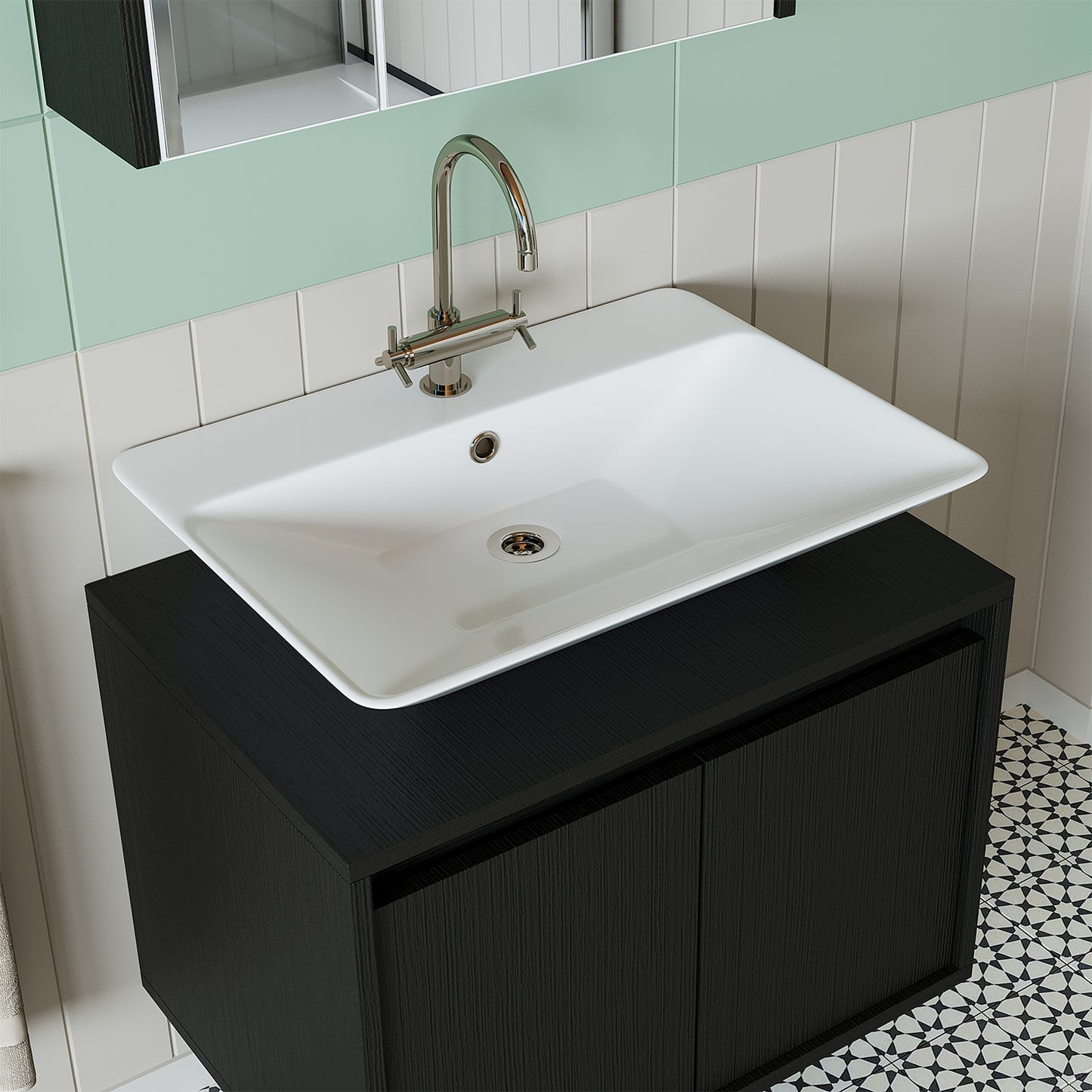 lavabo, juego de muebles de baño, lavabo con mueble, muebles de baño, armario alto, armario, iluminación, muebles de baño, mueble con espejo, espejo, amplio, baño, invitados, colgado, armario de baño, blanco, muebles
