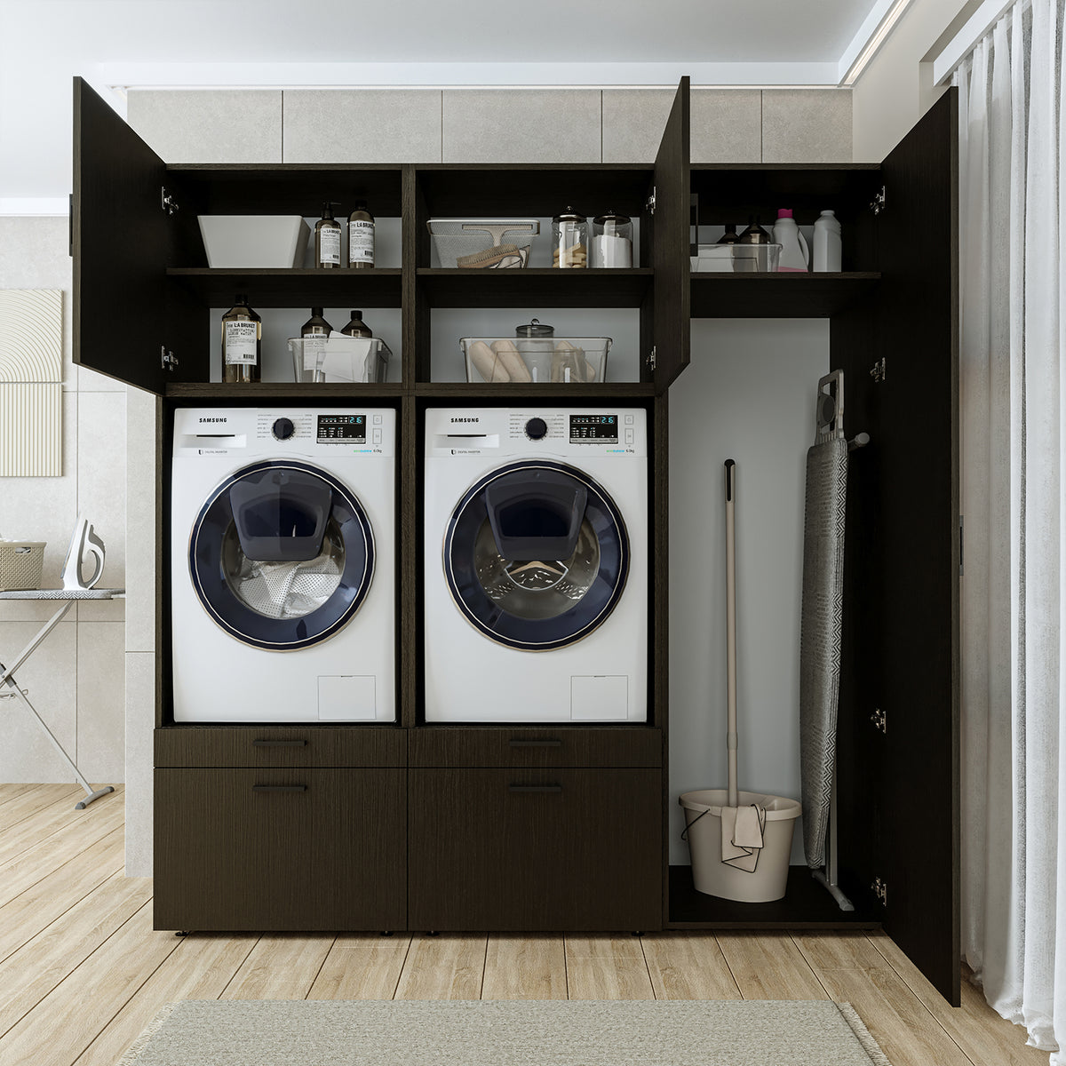 Roomart Waschmaschinenschrank SERIE 2, 194 cm, Doppelschrank mit Hochschrank, in 3 Farben