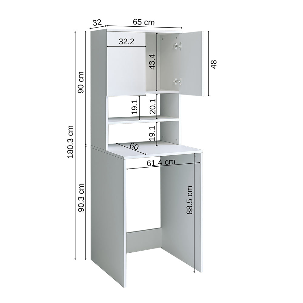 Roomart, Mobile lavatrice Atlantic, sovrastruttura per lavatrice, WDH: 65 x 181 x 60 cm, in rovere bianco, rovere antracite - mobili da bagno, set, scarico, lavabo, bagno, mobili, bagno, mobile lavabo, cm, largo, moderno, lavabo, profondo, m