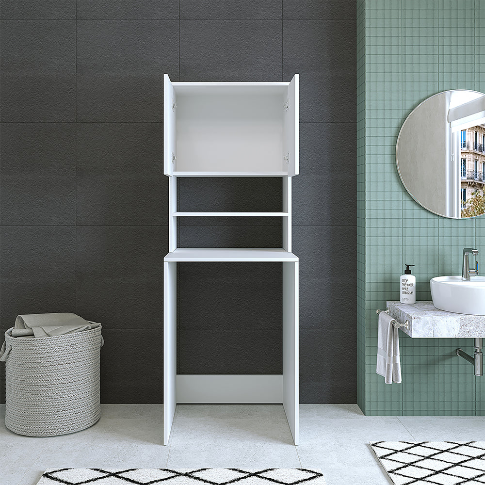 Roomart, Badezimmer Waschmaschinenschrank Atlantic, Waschmaschinenüberbau, BHT: 65 x 181 x 60 cm, in Weiß-Eiche, Anthrazit Eiche - badmöbel, set, abfluss, waschbecken, bad, möbel, badezimmer, waschbeckenunterschrank, cm, breit, modern, waschtisch, tief, m