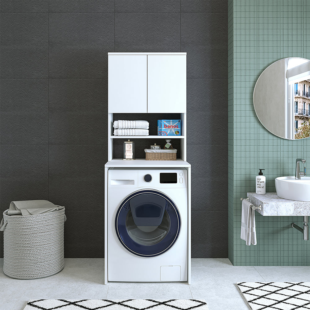 Roomart, Mobile lavatrice Atlantic, sovrastruttura per lavatrice, WDH: 65 x 181 x 60 cm, in rovere bianco, rovere antracite - mobili da bagno, set, scarico, lavabo, bagno, mobili, bagno, mobile lavabo, cm, largo, moderno, lavabo, profondo, m