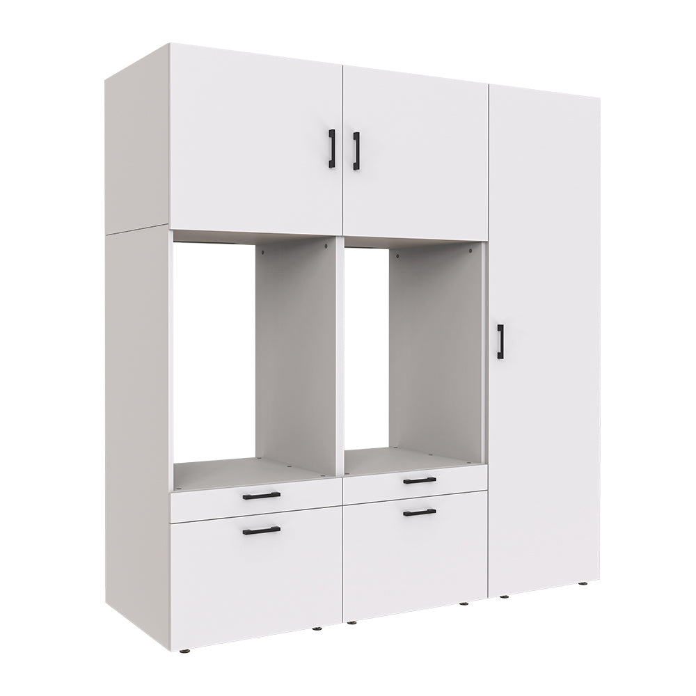 Pensile Roomart per lavanderia e ripostiglio Con cassetti e ripiano estraibile • Bianco • Rovere nero