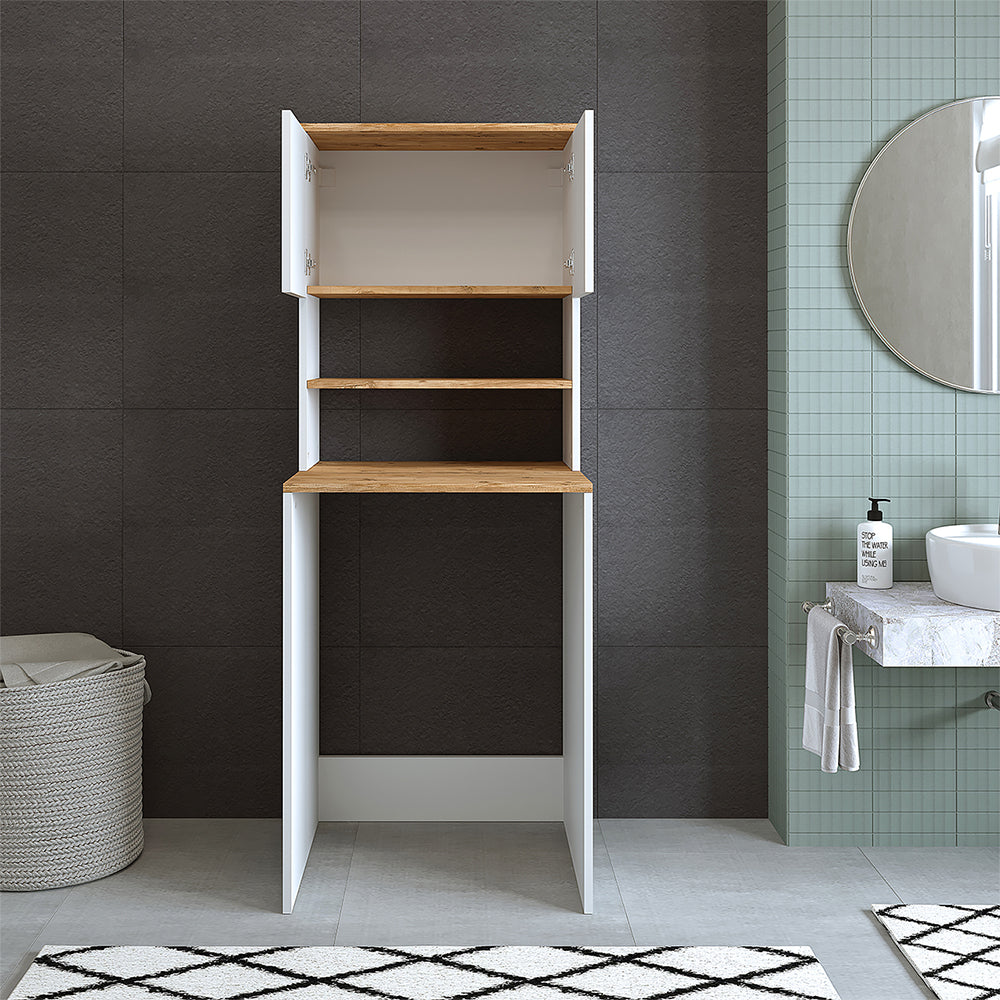 Roomart, Szafka łazienkowa pod pralkę Atlantic, nadbudowa pod pralkę, WDH: 65 x 181 x 60 cm, w kolorze dąb bielony, dąb antracyt - meble łazienkowe, zestaw, odpływ, umywalka, łazienka, meble, łazienka, szafka pod umywalkę, cm, szeroka, nowoczesna, umywalka, głęboka, m