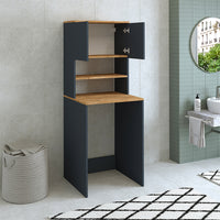 Roomart, Szafka łazienkowa pod pralkę Atlantic, nadbudowa pod pralkę, WDH: 65 x 181 x 60 cm, w kolorze dąb bielony, dąb antracyt - meble łazienkowe, zestaw, odpływ, umywalka, łazienka, meble, łazienka, szafka pod umywalkę, cm, szeroka, nowoczesna, umywalka, głęboka, m