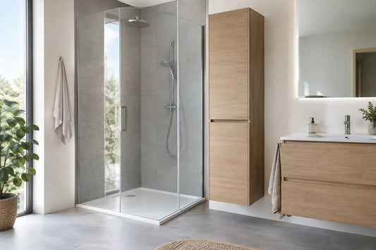 Passt ein Hochschrank neben die Dusche im Bad?