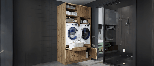 Washing machine cabinet with doors or better without