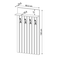 Technische Zeichnung Garderobenpaneel NORD 69,2 x 18,6 x 130 cm