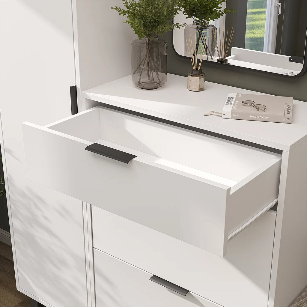 Roomart 5-teiliges Garderobenset NORD, mit Hochschrank, Schuhschrank, Sitzbank, Garderobenpaneel und Spiegel, in 2 Farben