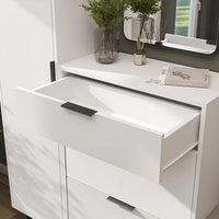Roomart 5-teiliges Garderobenset NORD, mit Hochschrank, Schuhschrank, Sitzbank, Garderobenpaneel und Spiegel, in 2 Farben