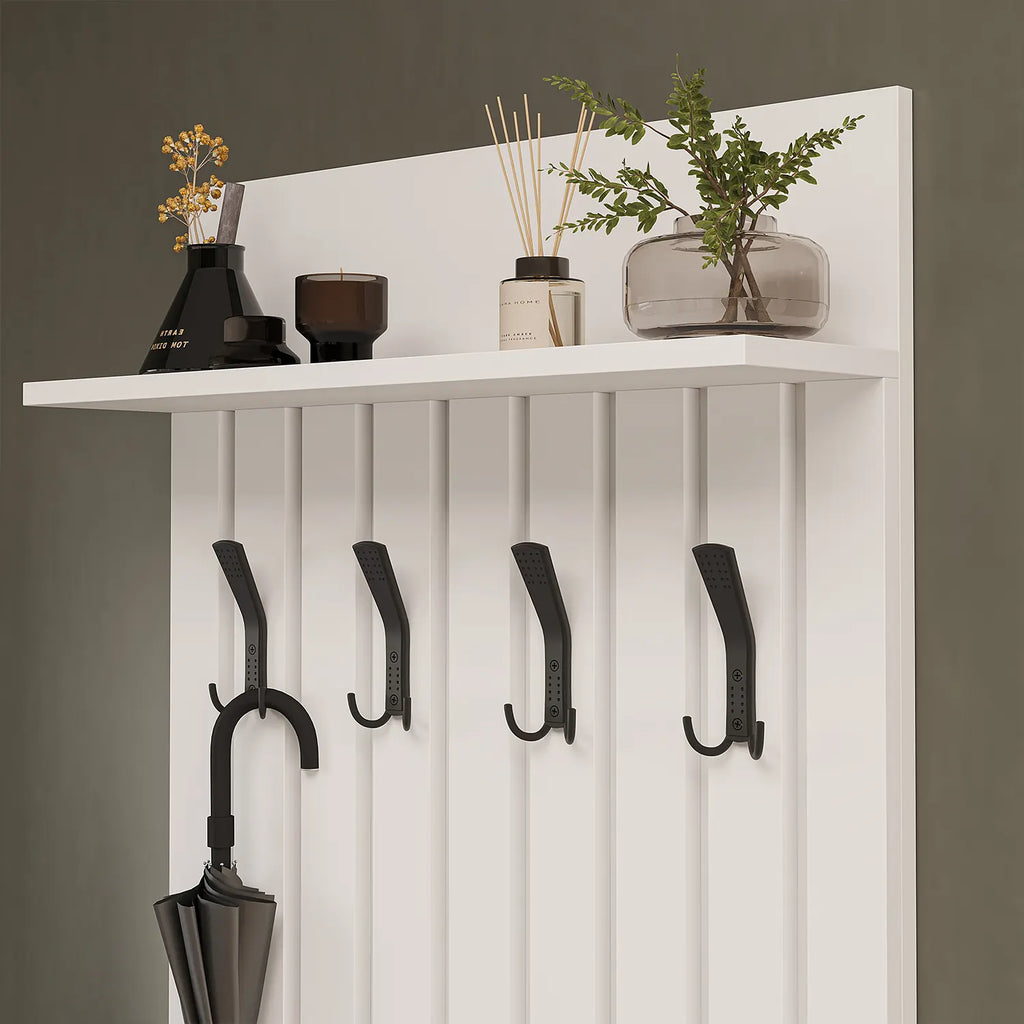 Roomart 5-teiliges Garderobenset NORD, mit Hochschrank, Schuhschrank, Sitzbank, Garderobenpaneel und Spiegel, in 2 Farben