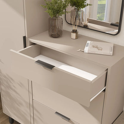 Roomart 5-teiliges Garderobenset NORD, mit Hochschrank, Schuhschrank, Sitzbank, Garderobenpaneel und Spiegel, in 2 Farben
