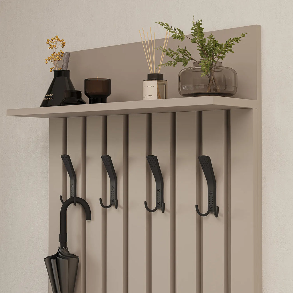 Roomart 5-teiliges Garderobenset NORD, mit Hochschrank, Schuhschrank, Sitzbank, Garderobenpaneel und Spiegel, in 2 Farben