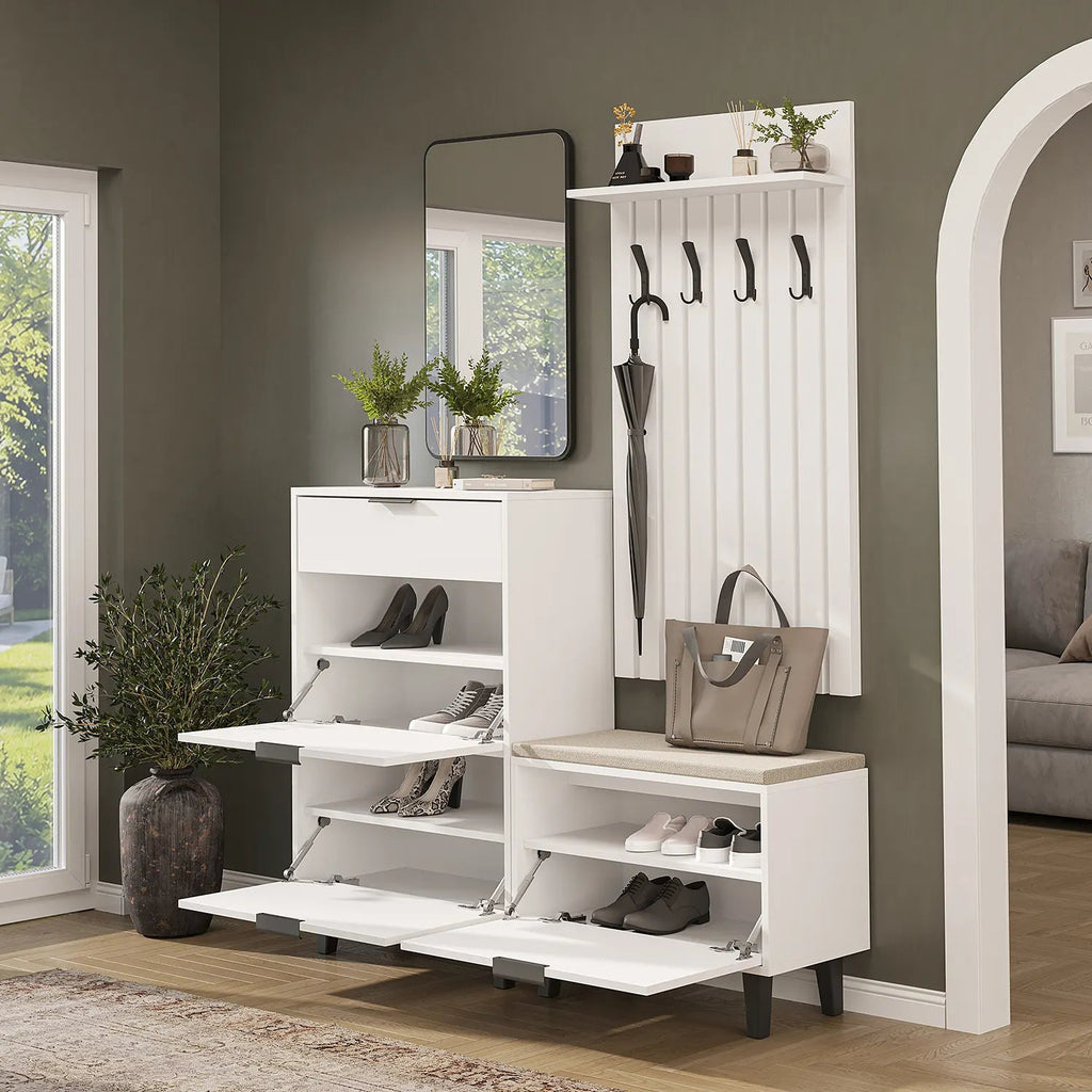 4-tlg. Garderobenset NORD, Schuhschrank & Schuhbank