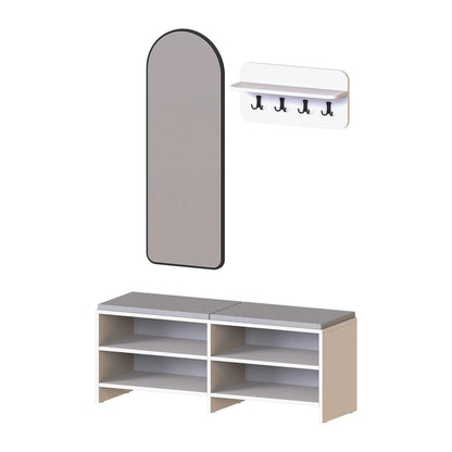 Roomart 3-teiliges Garderobenset LENA, mit Sitzbank 120 cm, Wandgarderobe und Bogenspiegel, in 2 Farben