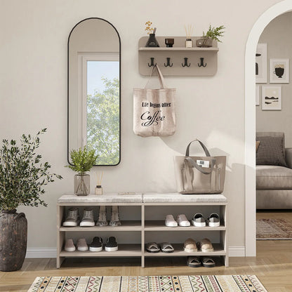 Roomart 3-teiliges Garderobenset LENA, mit Sitzbank 120 cm, Wandgarderobe und Bogenspiegel, in 2 Farben