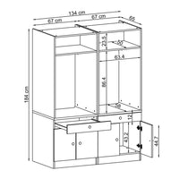 Roomart • Doppelschrank mit Ausziehplatte • Waschturm in 3 Farben • HBT: 184 x 134 x 65 cm - waschmaschinenschrank, waschmaschinenregal, waschturm, schrank, weiß, waschmaschinen, unterschrank, waschmaschine, trockner, haushaltsschrank, schränke, badschran