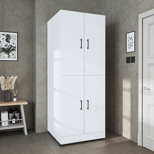 Roomart Waschmaschinenschrank „DORA“ für Waschmaschine & Trockner mit Regalböden, in 5 Farben • Weiß • Weiß Eiche • Anthrazit Eiche • Eiche • Schwarz-Eiche