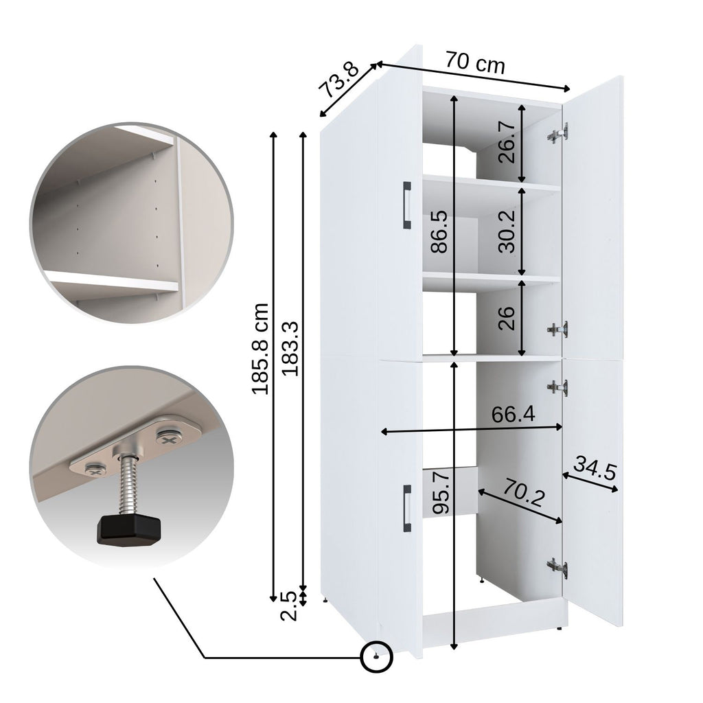 Roomart Waschmaschinenschrank „DORA“ für Waschmaschine & Trockner mit Regalböden, in 5 Farben • Weiß • Weiß Eiche • Anthrazit Eiche • Eiche • Schwarz-Eiche