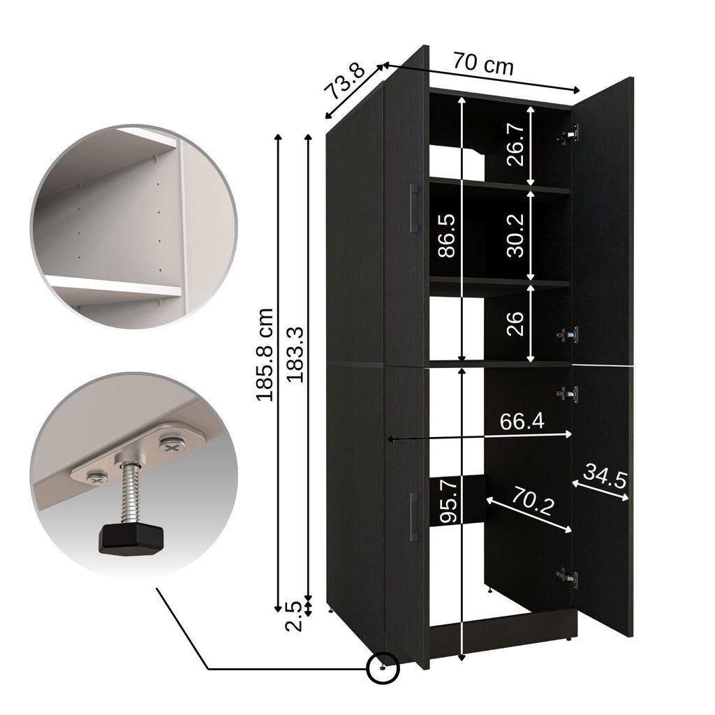 Roomart Waschmaschinenschrank „DORA“ für Waschmaschine & Trockner mit Regalböden, in 5 Farben • Weiß • Weiß Eiche • Anthrazit Eiche • Eiche • Schwarz-Eiche