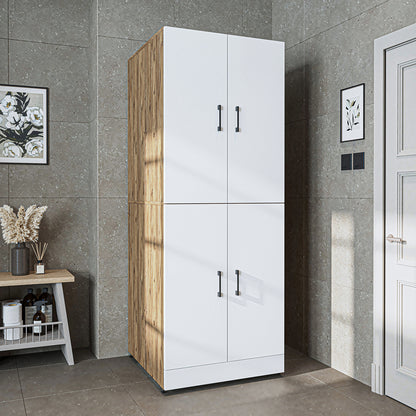 Roomart Waschmaschinenschrank „DORA“ für Waschmaschine & Trockner mit Regalböden, in 4 Farben • Weiß • Weiß Eiche • Anthrazit Eiche • Eiche
