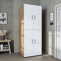 Roomart Waschmaschinenschrank „DORA“ für Waschmaschine & Trockner mit Regalböden, in 5 Farben • Weiß • Weiß Eiche • Anthrazit Eiche • Eiche • Schwarz-Eiche