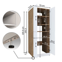 Roomart Waschmaschinenschrank „DORA“ für Waschmaschine & Trockner mit Regalböden, in 5 Farben • Weiß • Weiß Eiche • Anthrazit Eiche • Eiche • Schwarz-Eiche