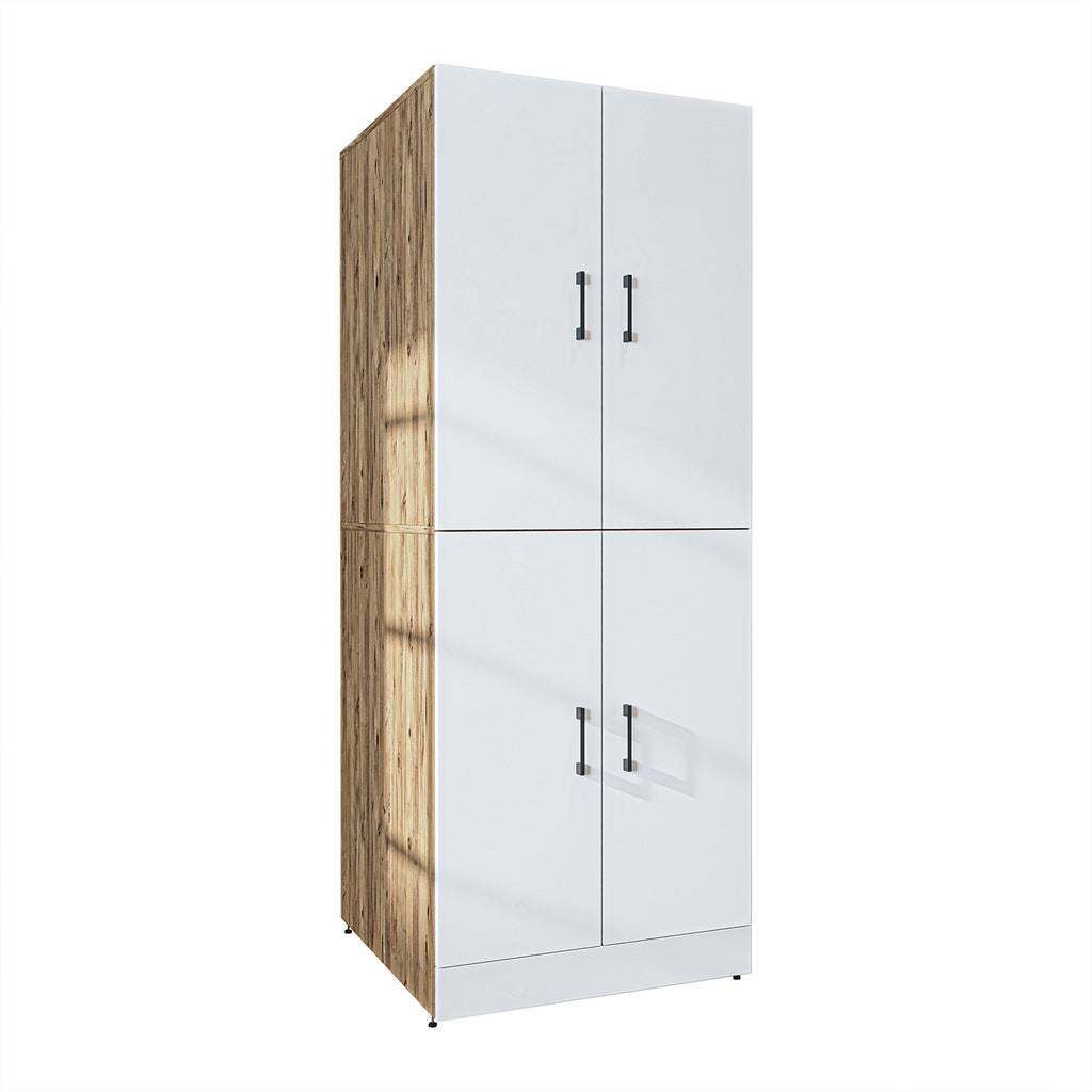 Roomart Waschmaschinenschrank „DORA“ für Waschmaschine & Trockner mit Regalböden, in 5 Farben • Weiß • Weiß Eiche • Anthrazit Eiche • Eiche • Schwarz-Eiche