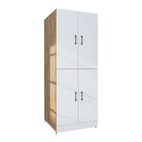 Roomart Waschmaschinenschrank „DORA“ für Waschmaschine & Trockner mit Regalböden, in 5 Farben • Weiß • Weiß Eiche • Anthrazit Eiche • Eiche • Schwarz-Eiche