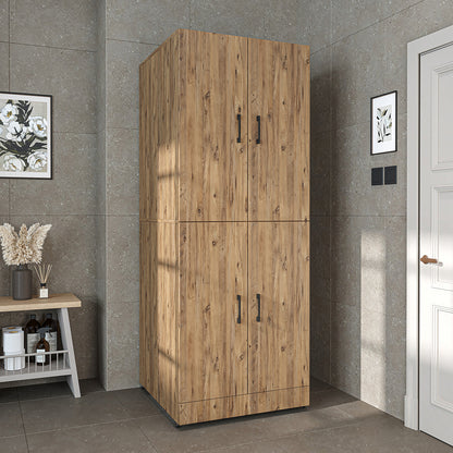 Roomart Waschmaschinenschrank „DORA“ für Waschmaschine & Trockner mit Regalböden, in 4 Farben • Weiß • Weiß Eiche • Anthrazit Eiche • Eiche