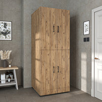 Roomart Waschmaschinenschrank „DORA“ für Waschmaschine & Trockner mit Regalböden, in 5 Farben • Weiß • Weiß Eiche • Anthrazit Eiche • Eiche • Schwarz-Eiche