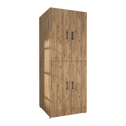 Roomart Waschmaschinenschrank „DORA“ für Waschmaschine & Trockner mit Regalböden, in 4 Farben • Weiß • Weiß Eiche • Anthrazit Eiche • Eiche