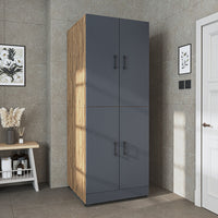 Roomart Waschmaschinenschrank „DORA“ für Waschmaschine & Trockner mit Regalböden, in 5 Farben • Weiß • Weiß Eiche • Anthrazit Eiche • Eiche • Schwarz-Eiche