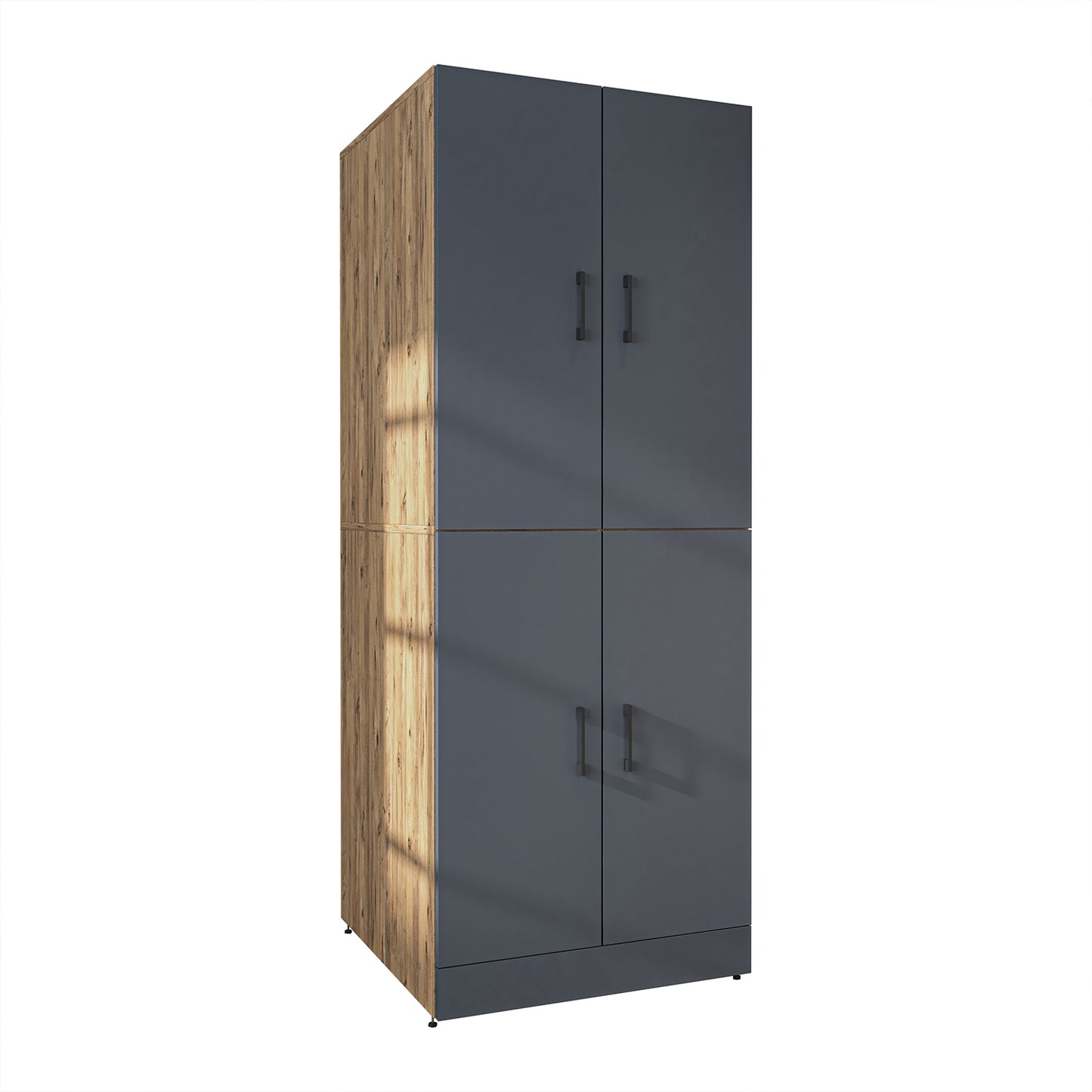 Roomart Waschmaschinenschrank „DORA“ für Waschmaschine & Trockner mit Regalböden, in 4 Farben • Weiß • Weiß Eiche • Anthrazit Eiche • Eiche