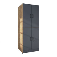 Roomart Waschmaschinenschrank „DORA“ für Waschmaschine & Trockner mit Regalböden, in 5 Farben • Weiß • Weiß Eiche • Anthrazit Eiche • Eiche • Schwarz-Eiche