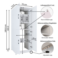 Roomart Waschmaschinenschrank - SERIE DORA-II- 115 cm breit – Waschturm für Waschmaschine & Trockner mit Regalböden – Überbauschrank für Waschküche & Hauswirtschaftsraum – in 5 Farben (Weiß, Weiß-Eiche, Anthrazit-Eiche, Eiche, Schwarz-Eiche)