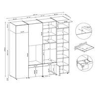 Roomart Waschmaschinenschrank SERIE 3 254 cm, Weiß, 240 cm hoch, technische Zeichnung