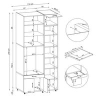 Roomart Waschmaschinenschrank SERIE 3 112 cm, Eiche, 240 cm hoch, technische Zeichnung