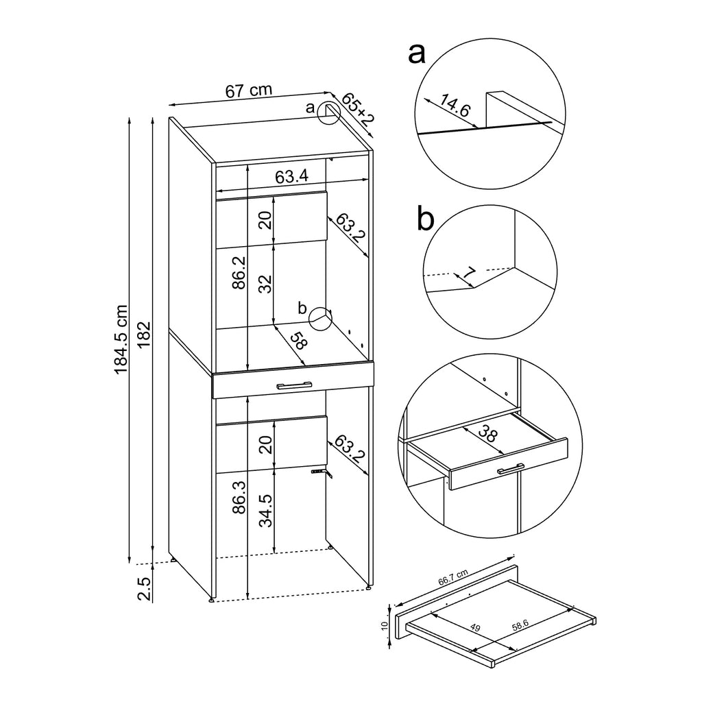 Roomart Waschmaschinenschrank DUO-I, 67 cm, für Waschmaschine und Trockner