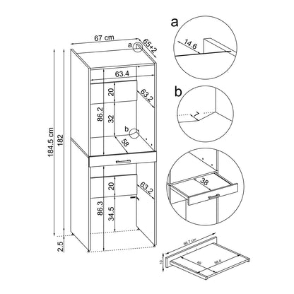 Roomart Waschmaschinenschrank DUO-I, 67 cm, für Waschmaschine und Trockner