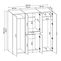 Roomart Waschmaschinenschrank DORA-I 190 cm, technische Zeichnung, 186 cm hoch