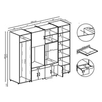 Roomart Waschmaschinenschrank SERIE 3 254 cm, Weiß, 205 cm hoch, technische Zeichnung