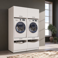 Roomart SERIE 2 Waschmaschinenschrank 132 cm – Waschmaschine & Trockner nebeneinander