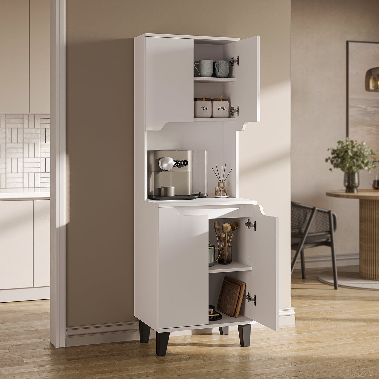 Roomart Küchenschrank DEFNE, 182 cm, mit offener Nische für Kaffeemaschine, in 5 Farben
