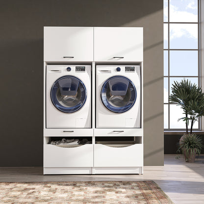 Roomart SERIE 2 Waschmaschinenschrank 132 cm – Waschmaschine & Trockner nebeneinander