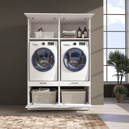 Roomart SERIE 2 Waschmaschinenschrank 132 cm – Waschmaschine & Trockner nebeneinander