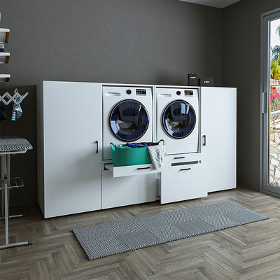 Roomart Waschmaschinenschrank SERIE 2, 254 cm, Schrankwand für zwei Geräte, in 2 Farben