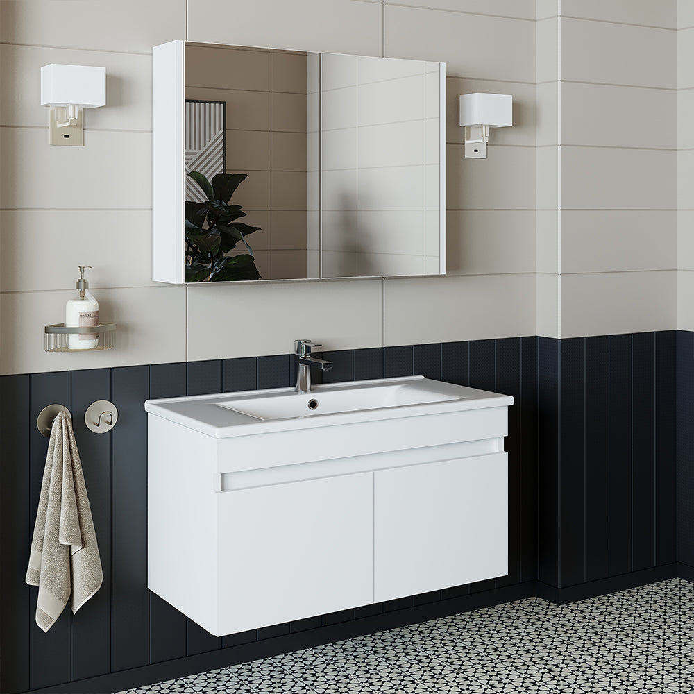 Roomart Ensemble de meubles de salle de bains ATRIA 3 pièces, en 4 couleurs, 85 cm Meuble bas avec lavabo en céramique - armoire de toilette - armoire de salle de bains, lavabo, meubles de salle de bains, armoire de salle de bains, avec, meuble bas, meubles de salle de bains, ensemble, lavabo, meubles, meubles de salle de bains