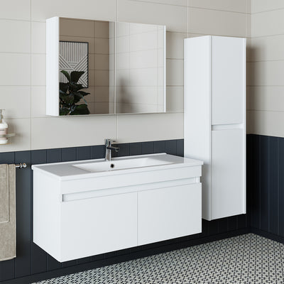 Roomart 4-teiliges Badmöbel-Set ATRIA, 100 cm, mit Spiegelschrank und Hochschrank, in 4 Farben